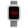 Fashion Square LED Touch Screen Men's Watch Men's Watch Lazy Magnet Ferromagnetic Electronic Watch. 
