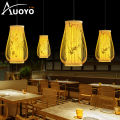 Auoyo Bamboo Ceiling Lamp Chandelier Rattan Lamp Living Room Bedroom Hanging Lighting Lamps Restaurant Cafe Tea House Bar Club Decorative Lighting. 