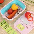 9 In 1 Multifunctional Fruit & Vegetable Slicer Kit , Includes Foldable Cutting Board, Drain Basket, and Chopping Tools for Kitchen Efficiency. 