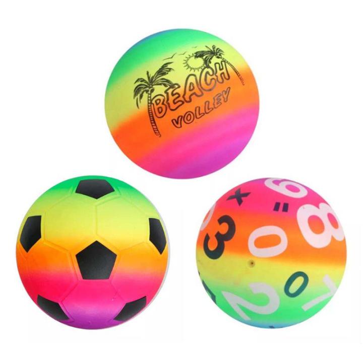 2 No's Inflatable Beach Ball Rainbow Color Printing Volleyball Toys For Game Training