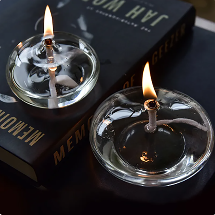 Wick Candlestick Delicate Glass Rustic Oil lamp European Round Candlelight for Home decor Dining room Christmas party Gift idea Romantic atmosphere Christmas decoration Wedding centerpiece Banquet table setting  ambiance Home ornament Home decoration