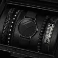 【ThinkWay】Men Watch Set Black Business Exquisite Round Dial Quartz Watch Holiday Valentine's Day Gifts. 