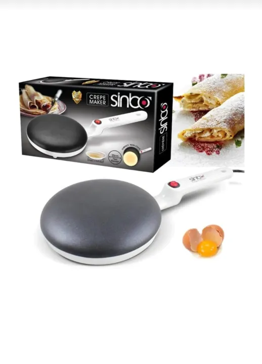 Sinbo Electric Non Stick Crepe Maker With Auto Power Off, Portable Crepe Maker & Non-Stick Dipping Plate, ON/OFF Switch, Nonstick Coating & Automatic Temperature Control
