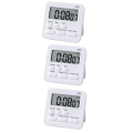 3X Kitchen Timer,Egg Timer with Clock,Digital Timer Stopwatch with LCD Loud Alarm for Cooking,Baking, Sports,Learning. 