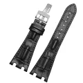 【ZIME】Cow Leather Watch Strap for Audemars Piguet Royal Oak Offshore Ap15710 15703 15706 26470 26170 26133 Sweatproof Folding Buckle. 