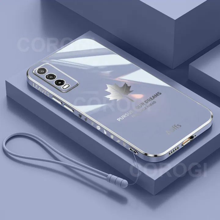 COROGI%20for%20Vivo%20Y12s,%20Vivo%20Y20,%20Vivo%20Y20s%20Back%20Cover%20with%20Lanyard%20Luxury%20Plating%20Maple%20Leaf%20Stylish%20Fancy%20Case%20Soft%20Silicone%20Square%20Mobile%20Phone%20Cases%20Pouch%20for%20Girls%20Boys%20-%20Image%209