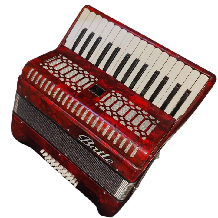 Baile Acordion 30keys 32 bass With Hard Case and Straps Full Set Accordion Instrument Beginner Accordion Professional Accordion Accordian Gifts For Adults Students 30 Piano Keys 32 Bass Button Accordion Instrument (Red)