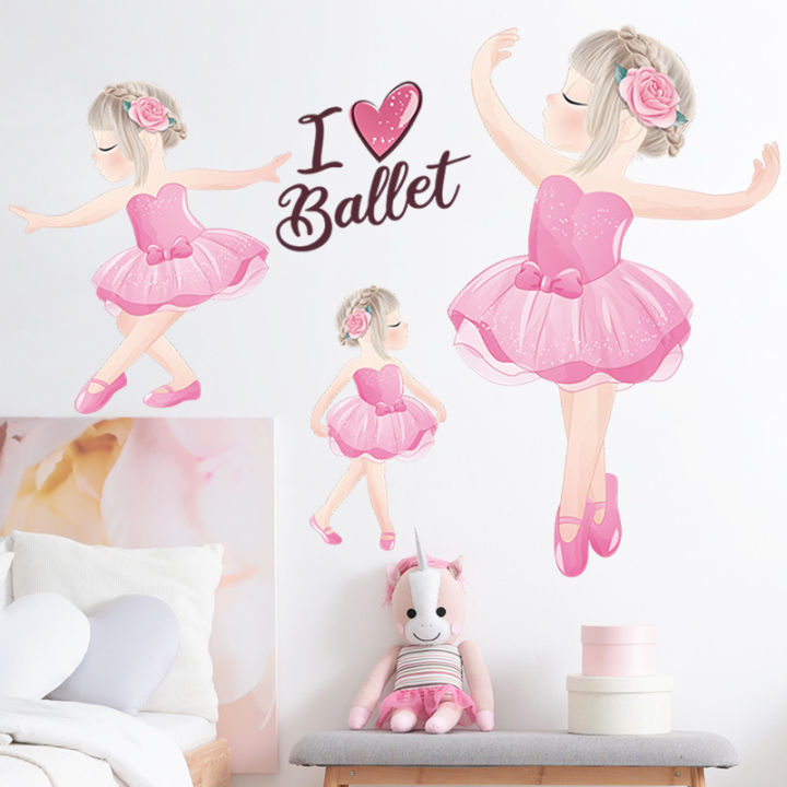 Cartoon%20Dance%20Girl%20Kitty%20erfly%20Wall%20Decal%20Paper%20Room%20Home%20Wall%20Stickers%20Cute%20Ballet%20Girl%20Sticker%20Decoration%20For%20Girl%20Bedroom%20-%20Image%204
