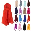 652F Women Solid Color Scarfs Large Long Lightweight Headscarf Linen Sheer Shawl Wrap. 