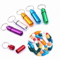 1PC Portable Keychain Medicine Bottle Waterproof Aluminum Pill Box Container Case Keychain. 