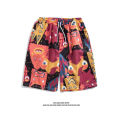 Hawaiian Quick-Drying Thin Floral Shorts Men's Hong Kong Style Loose-Fitting Loungewear Casual Shorts Korean Style Seaside Couple's Cropped Pants. 