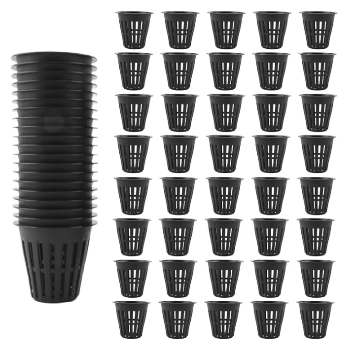60 Pack 2 Inch Net Cups Slotted Mesh Wide Lip Filter Plant Net Pot ...