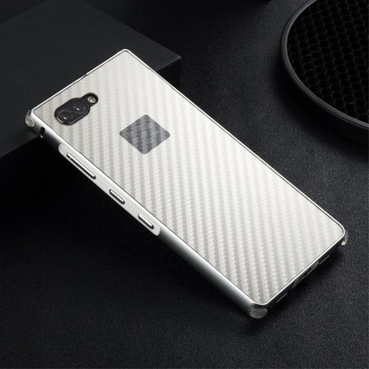 For Blackberry Key 2 Aluminum Frame Carbon Fiber Back Cover Shockproof Shell Capa Mobile Accessories Phone Casing Metal Case