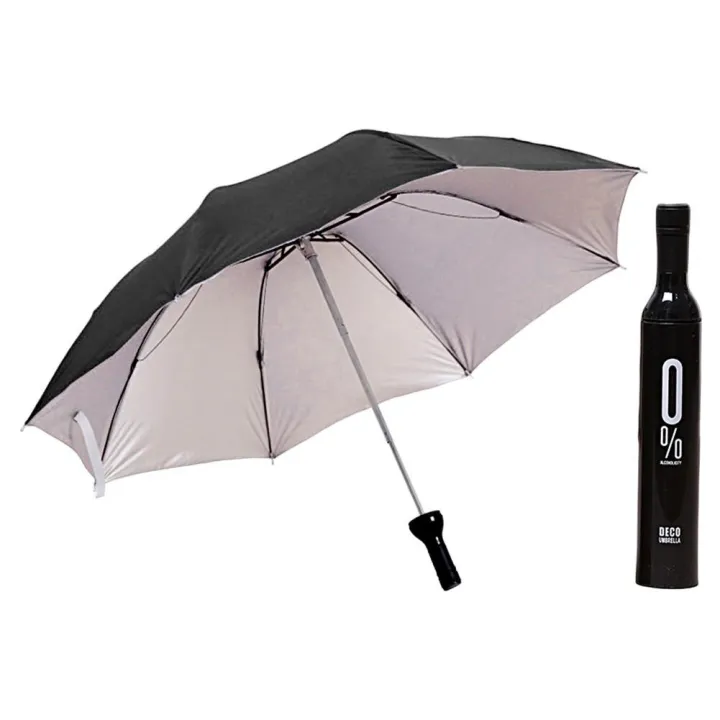 Double Layer Folding Portable Wine Bottle Umbrella with Bottle Cover for UV Protection & Rain