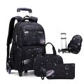 School Bag With Wheels School Rolling Backpack Wheeled Bag Students Kids Trolley Bags For Boys Travel Luggage with Lunch Box. 