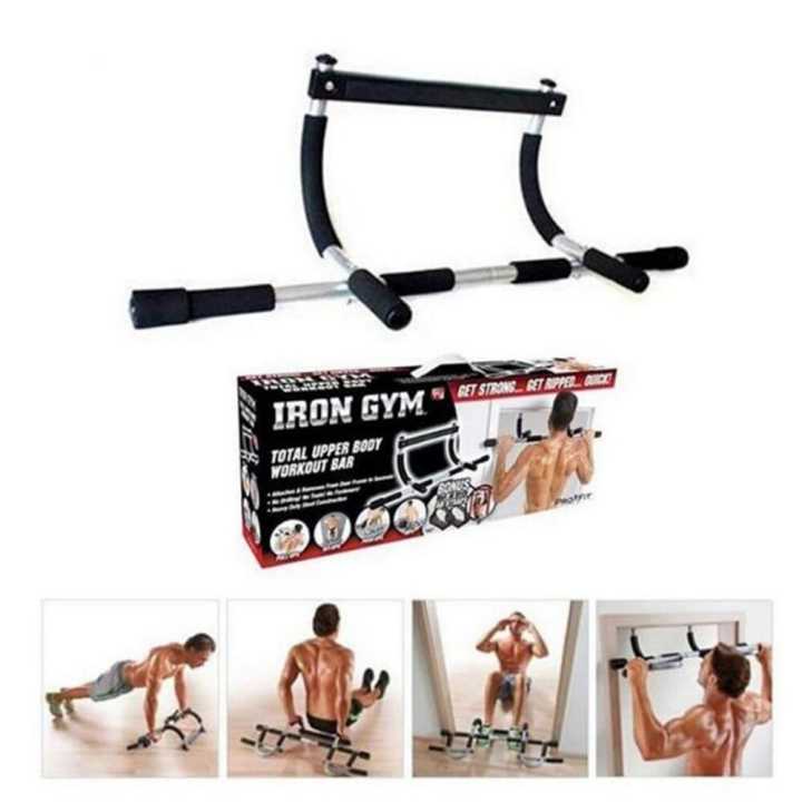 Body Workout Bar Home Bar Iron Gym Total Upper Body Workout Bar Doorway Pull Up Chin-Up Sit-Up Strength Exercise Fitness Home GYM Door Mounted Exerciser