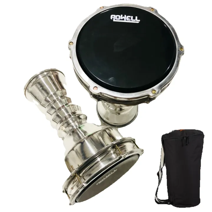 8'' 9'' Rowell Aluminium Darbuka with Carrying Bag - Tunable All-Weather Synthetic Head Darbak Fine Tuned Darbag Doumbek Congo Bongo with Soft case