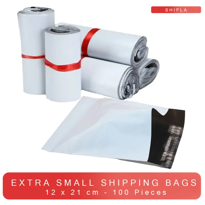 Bundle of 100 BAGS  EXTRA SMALL 12cm x 17.5 + 5cm SIZE Poly Mailer White Daraz Flyers Shipping Bags Thickness - 110 Micron Packaging material Bags Plastic Poly Envelope 25cm*35cm Flyer Packs Postal Safe Mailing Bags Shipping packing Bags
