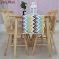 Longshow Polyester Colorful Geometric Paid Waves Table Runner With Braid Ball Trim 33x140cm. 