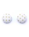 Women's Button Earings - White. 