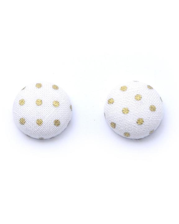 Women's Button Earings - White