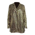 DESCENTE Women Sequin Suit Coat Sequins Decor Shiny Suit Jacket for Women Stylish Open Front Coat for Street Work Outfits Loose Fit Lapel Long Sleeve Design Sequined Suit Coat. 