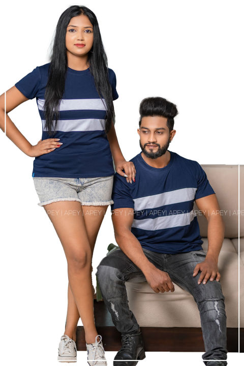 Navy%20Blue%20Color%20White%20Two%20Lines%20Couple%20T%20Shirts%20%7C%20AS502%20-%20Image%202