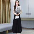 bellylady Women Cotton Cheongsam Dress Summer Short Sleeves Stand Collar A-line Skirt High Waist Large Swing Dress. 