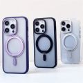 HOCE Magnetic Invisible Bracket Phone Cases For iPhone 17 16 15 14 13 12 11 Pro Max 14 15 Plus MagSafe Case Rotation Metal Holder Stand Matte Transparent Frosted Cover. 