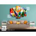 Five (5)Pieces Modern HD Printed Home Decor Wall Art Picture Frame - Abstract Flowers. 