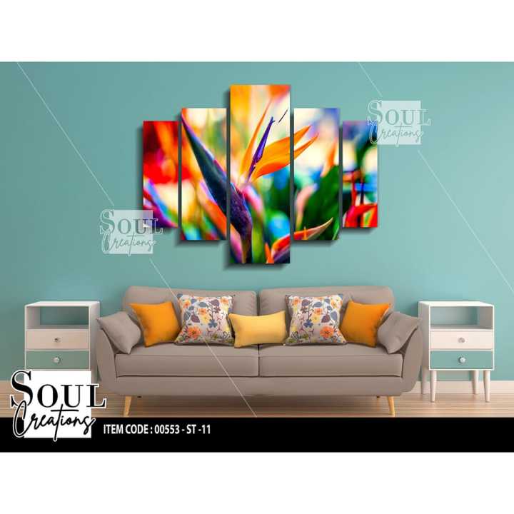 Five (5)Pieces Modern HD Printed Home Decor Wall Art Picture Frame - Abstract Flowers