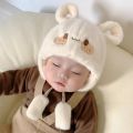 Lovely Winter Baby Bear Hats Soft Outdoor Newborn Bonnet Hats Ear Protection Fleece Wool Boys Girls Beanie Cap Kids. 