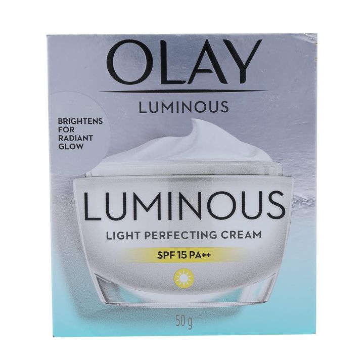 Olay Luminous Light Perfecting Face Cream with SPF15 PA++ | Fights Dark Spots, Dullness and Provides Radiant Glow| Normal, Oily, Dry, Combination Skin | Paraben and Sulphate Free | 50g FROM INDIA (SAM)