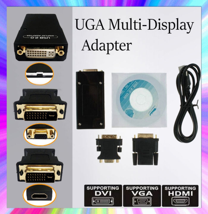 USB TO VGA / HDMI /DVI / 3 in1 USB 2.0 UGA to DVI VGA HDMI-compatible Multi Display Monitor Converter Connector Graphic Adapter 4 Windows & Mac Book PC HDTV