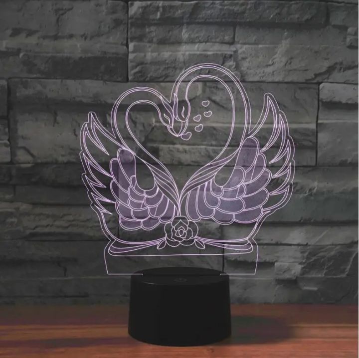 Swan lamp for bedroom decoration 3d couples mutual tuning love atmosphere boys and girls table lamp manga decoration cartoon gift cute