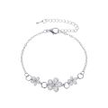 Qingwen Korean Style Fresh Crystal Flowers Bracelet Special-Interest Design Student Temperamental Bracelet ins Popular Online Red Birthday Gift. 