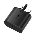 Samsung 25W PD 3Pin Genuine Phone Charger Adapter Super Fast Charger with USB to Type C Cable Phone Charging Black. 