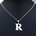Stainless Steel Necklace N Letter Pendant with Stainless Steel O-chain Alphabet Jewelry For Girls Boys. 