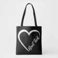 black tote bag. 