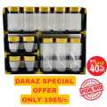 Wooden bottle rack set & gold bottle rack set & 12 pcs multi size gold lid bottles and rack. 