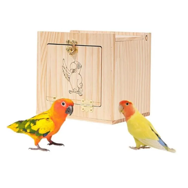 Practical Wooden Parrot Breeding Box Wall Mount with Window Parrot Wood ...