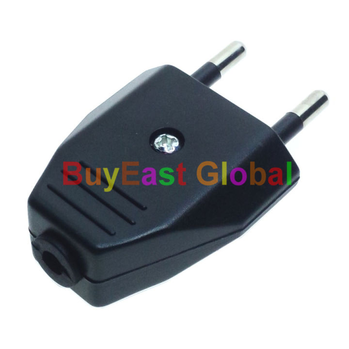 【LuxeGlow】EU Europlug Rewireable DIY Power Plug AC100~220V 2.5A Black ...