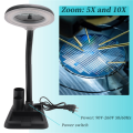LED Magnifying Lamp 5X 10X Magnifier with Light Table and Desk Lamp Floor Stand Adjustable Magnifying Magnifier Glass for Reading, Repairing (Black) US PLUG. 