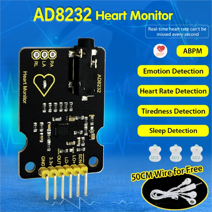 Keystudio Heart Rate Sensor Module 【Satisfaction guarantee】Keyestudio AD8232 ECG Measurement Heart Monitor ...
