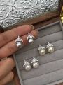 Ice and Snow Queen s925 Pure Silver Shijia Strong Light Pearl Earrings Light Luxury and High Sense, Small French Earrings and Earrings. 