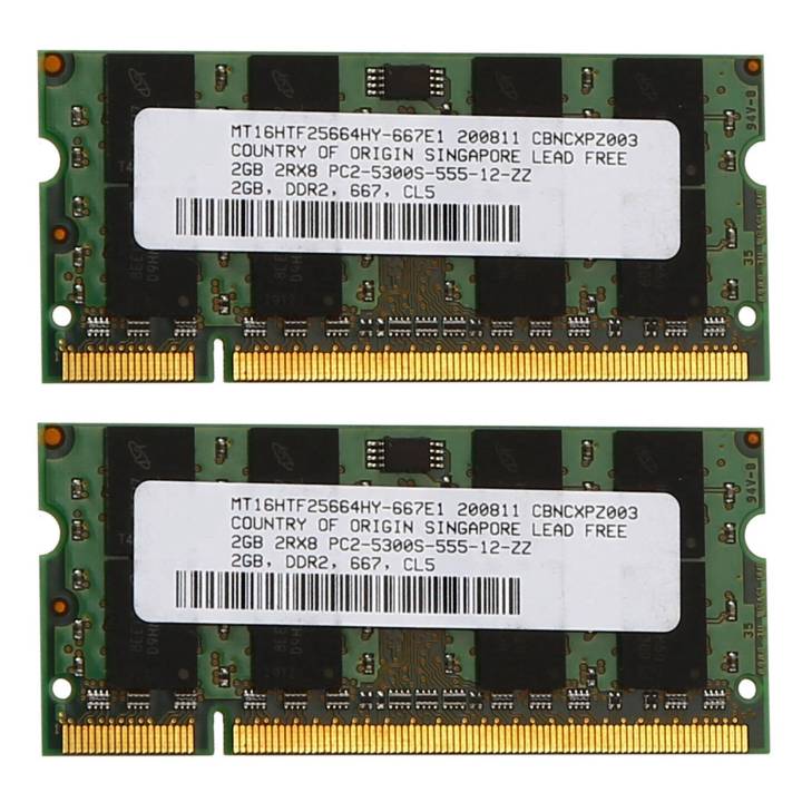 Ram 2x 2X 2GB DDR2 RAM Memory 667Mhz PC2 5300 Laptop Ram Memoria 1.8V 200PIN ...