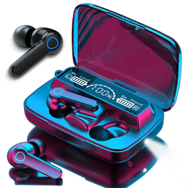 M19 Earbuds Mic Flashlight Full Set with Box - Airdotspro TWS Bluetooth 5.0 Stereo Headphones Earphones Headsets Airdots Earpods Airpods with Mic F9 M19 i12 i7s Inpods