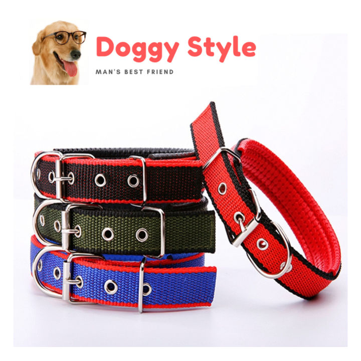 Small Adjustable Nylon Dog Neck Collar BiColour Comfortable Necklace Pet Puppy Dogs Medium Extra Padded Cushion