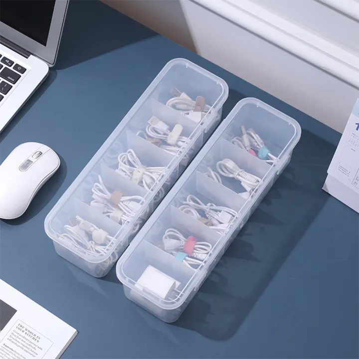 Multifunctional%20With%20Covered%20Compartments%20Headset%20Data%20Charging%20Line%20Desktop%20Storage%20Box%20Transparent%20Plastic%20Storage%20Container%201Pcs%20-%20Image%204
