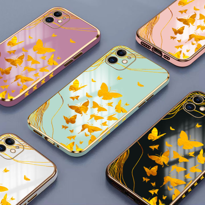 Hontinga%20for%20Redmi%2012C%20/%2011A%20Back%20Cover%20With%20Lanyard%20Luxury%206D%20Plating%20Shiny%20Golden%20Butterfly%20Case%20Soft%20Silicone%20Square%20Mobile%20Cover%20-%20Image%203